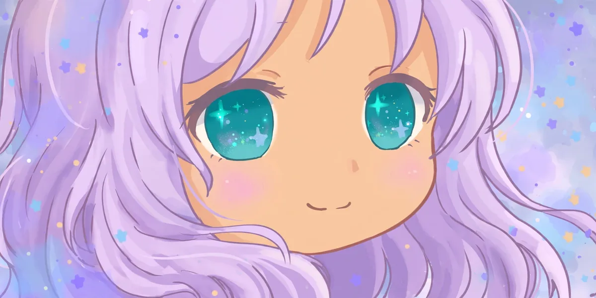 Rosto de personagem chibi em destaque, mostrando tom de pele, cor do cabelo e cor dos olhos antes da escolha da roupa. Ilustração feita para este guia.